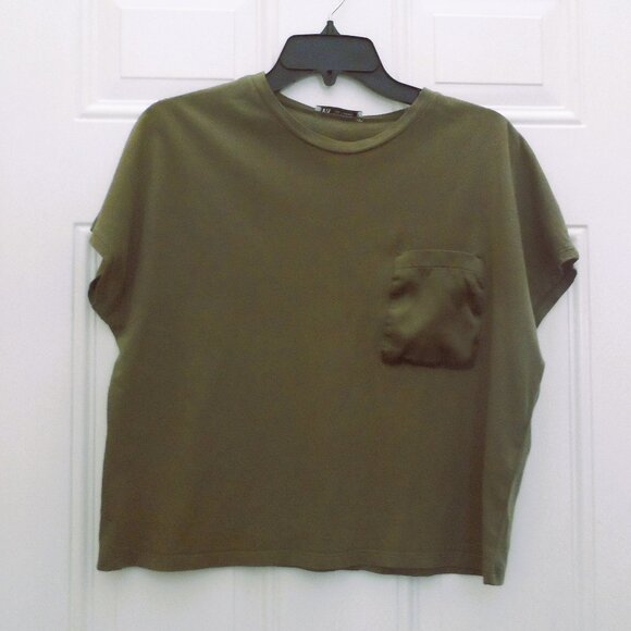 Zara Tops - Zara- olive color , oversized crop top -size S